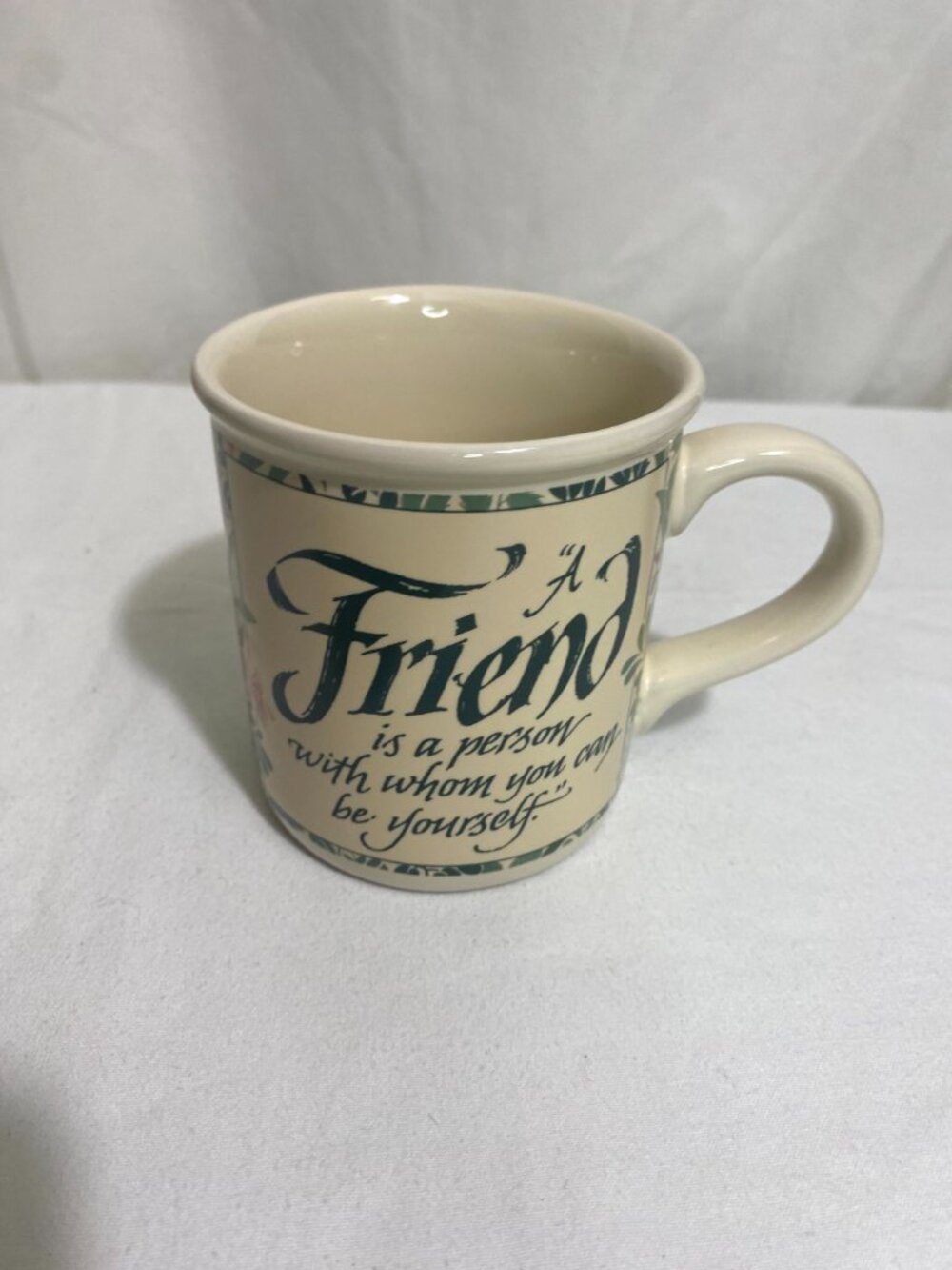 Vintage American Greetings Designers Collection Mug “A Friend…” Floral Stoneware